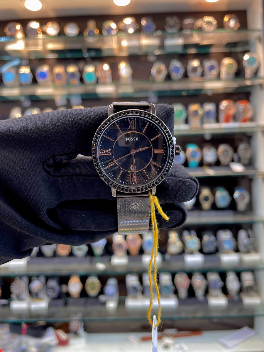 FOSSIL GIRLS WATCH ⌚ SLIM STRAP FULL BLACK 🖤