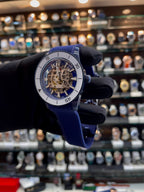 Rado Captain Cook blue transparent dial watch side view