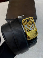 BURBERRY TEXTURE BUCKLE BLACK LEATHER BELT IN MASTER PIECE 🤩