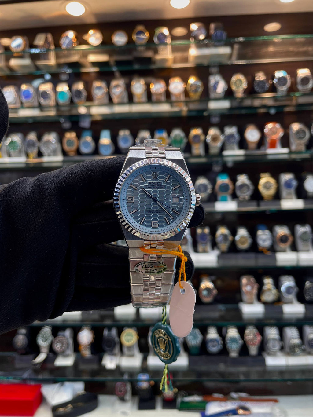 Rolex Land-Dweller Masterpiece blue watch front view