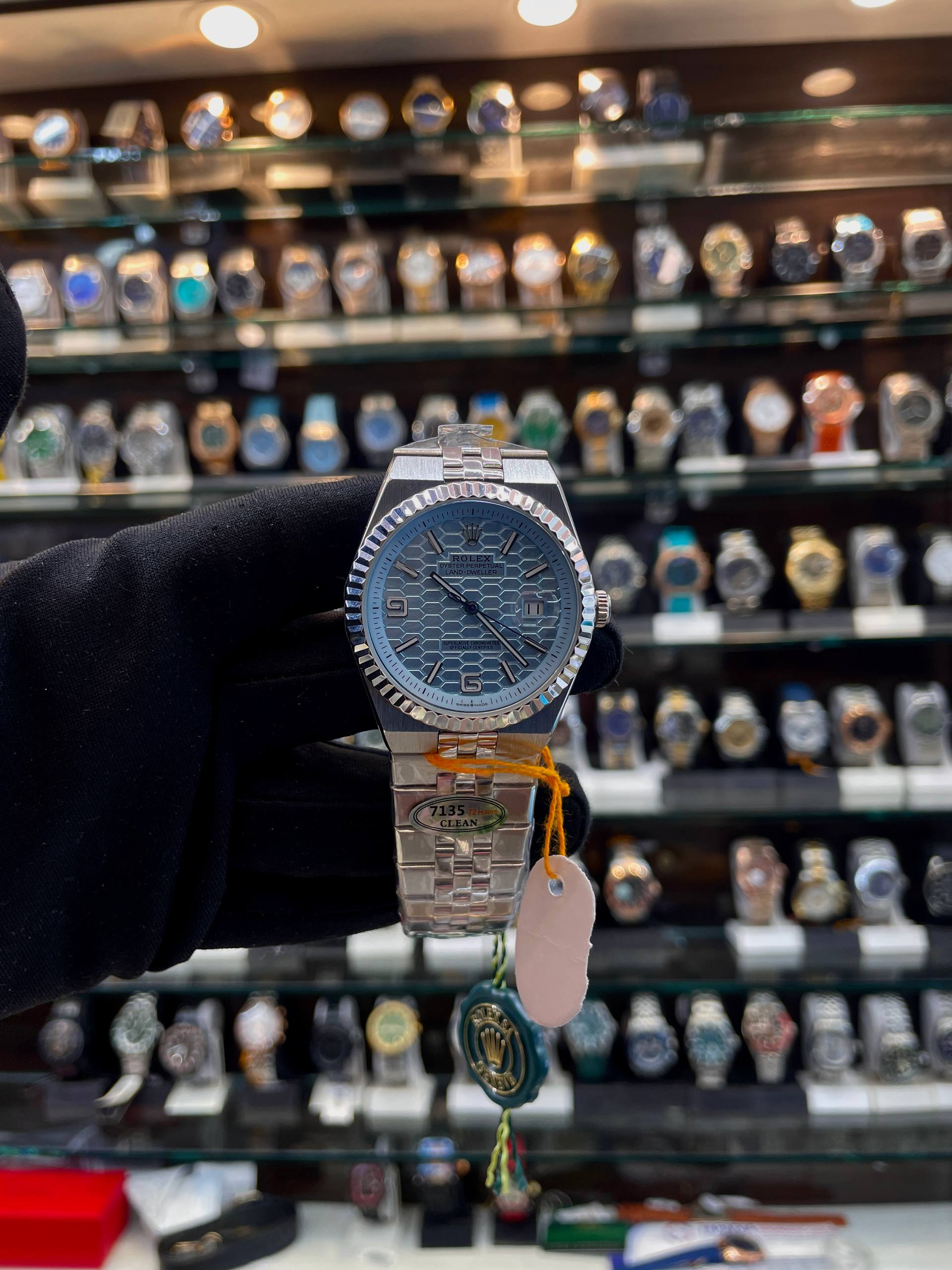 Rolex Land-Dweller Masterpiece blue watch front view