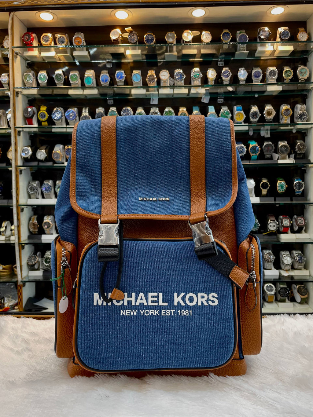 MICHAEL KORS MK COOPER DENIM BLUE UTILITY RUCKSACK BACKPACK 🎒 IN MASTER PIECE 🔥