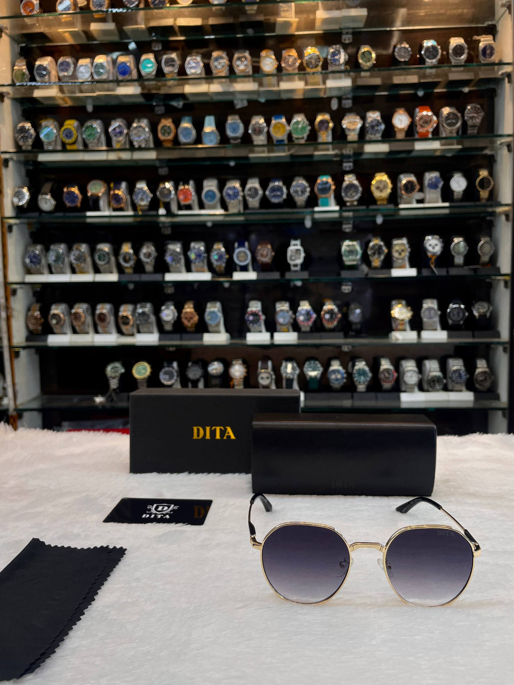 Dita gold-toned geometric round sunglasses for men front view