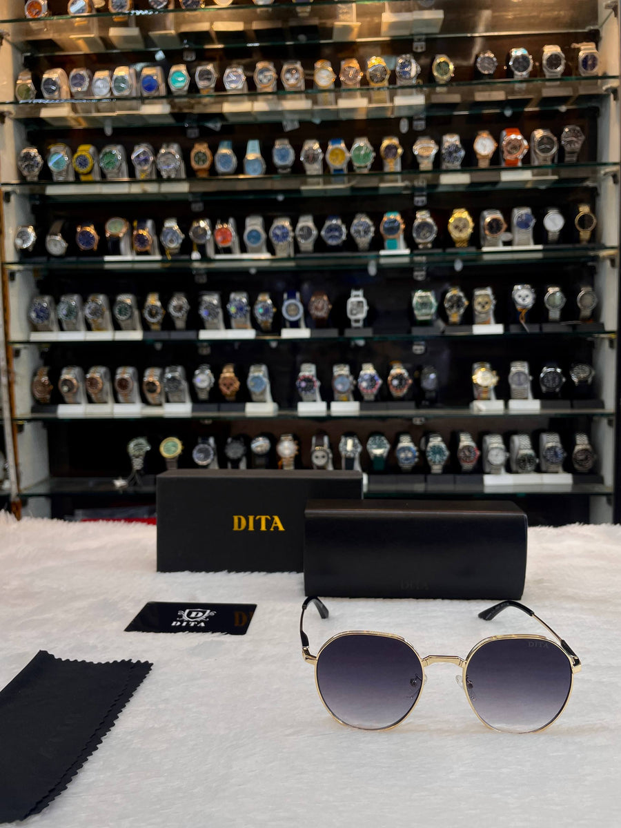 DITA GOLD-TONED GEOMETRIC ROUND SUNGLASSES FOR MENS
