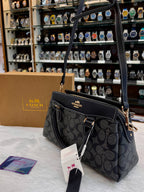 COACH DARCIE CARRYALL IN BLOCKED SIGNATURE CANVAS BLACK 🖤