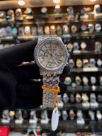 Michael Kors MK chronograph silver dial white watch for girls front view