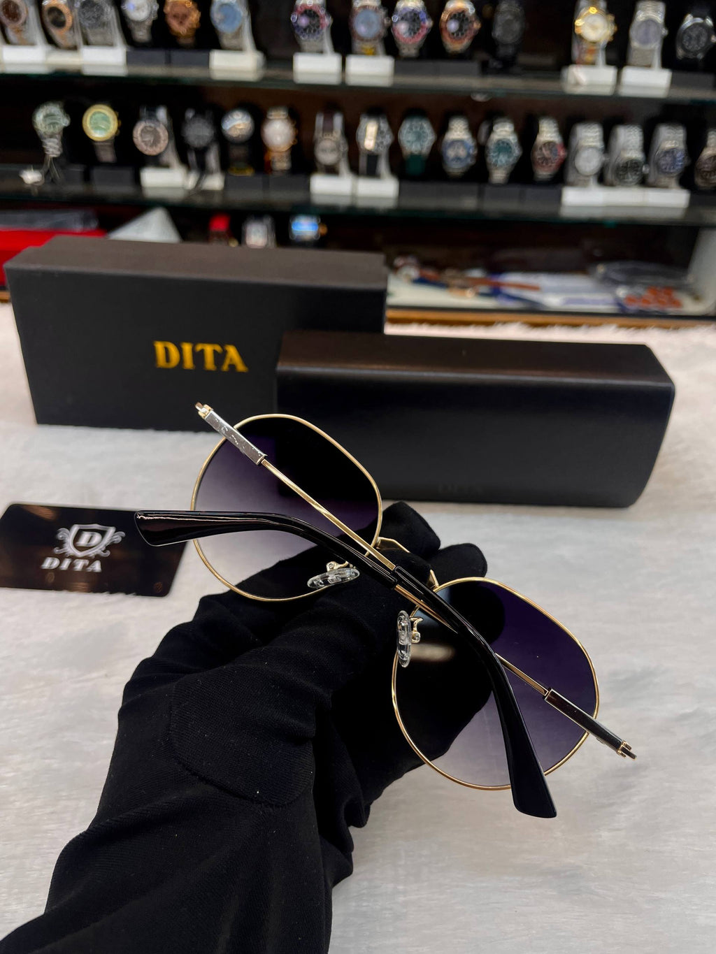 Dita geometric round sunglasses frame detail