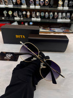Dita geometric round sunglasses frame detail