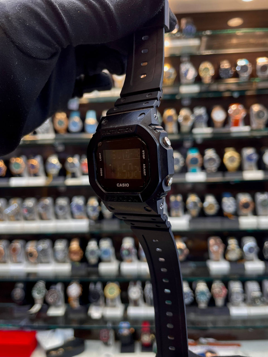 Casio G-Shock DW-5600BB-1 black watch side view