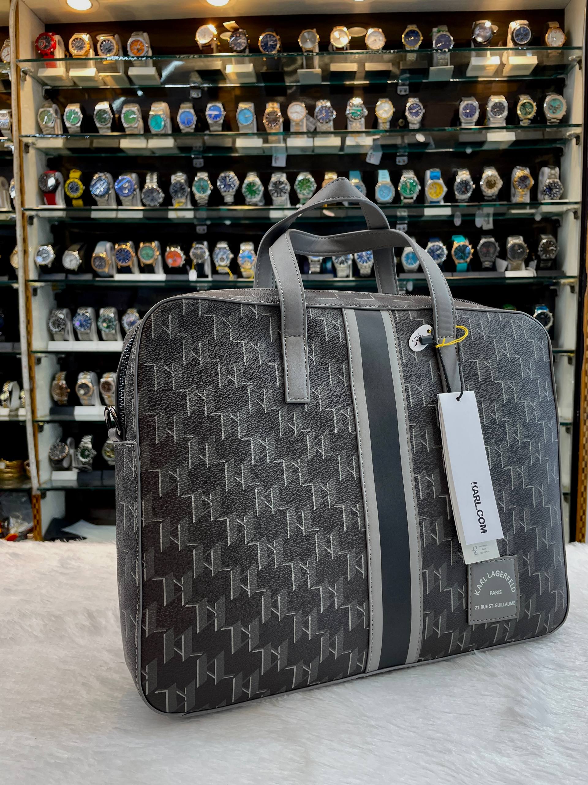 KARL LAGERDIELD GREY BRIEFCASE 💼 LAPTOP BAG 🛍️ IN MASTER PIECE 🤩