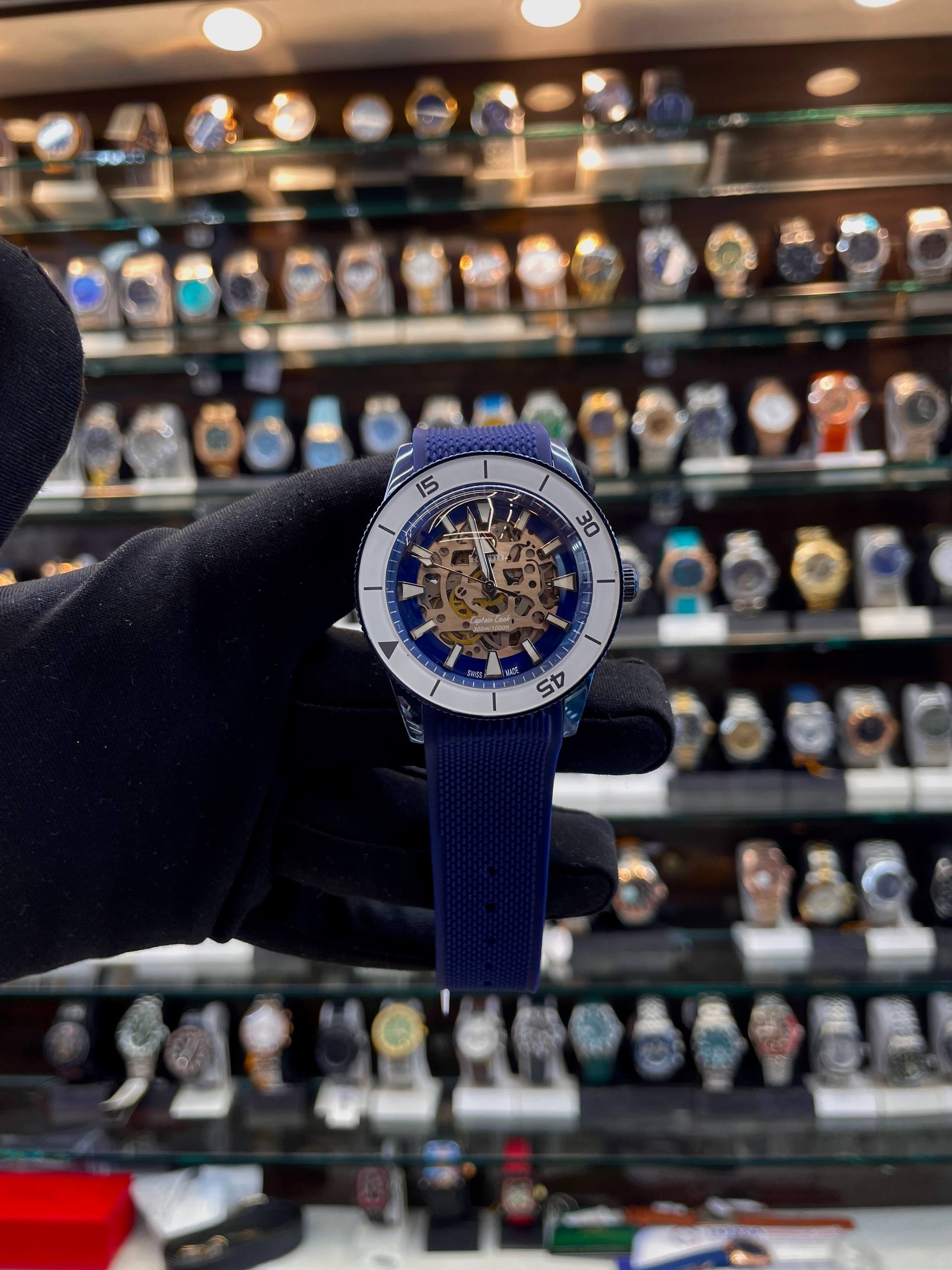 Rado Captain Cook High-Tech Ceramic Skeleton blue watch front view