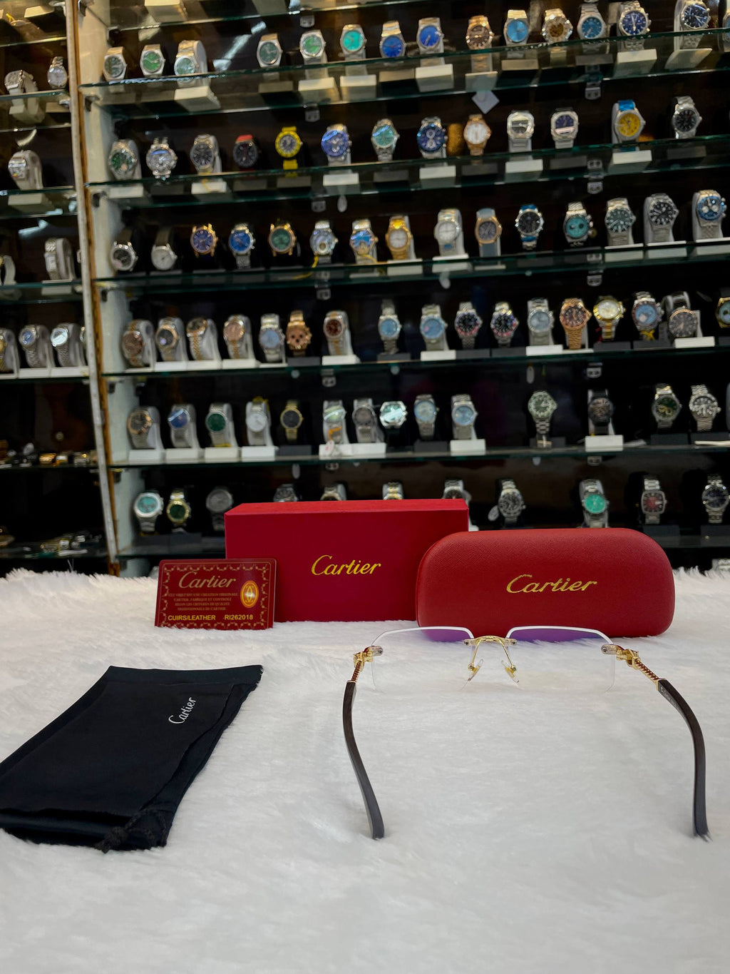CARTIER RIMLESS GLASSES FEATURE  GOLD PANTHER FRAME FOR MENS