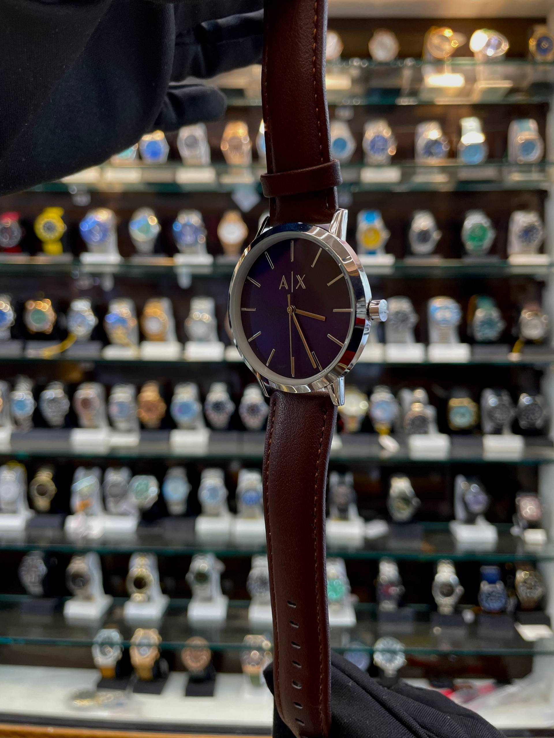 ARMANI EXCHANGE  AX PLAIN DIAL 🤩 IN LEATHER BROWN 🤎