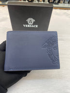 VERSACE  BI-FOLD WALLET BLUE 💙 EMBOSSED MEDUSA IN MASTER PIECE