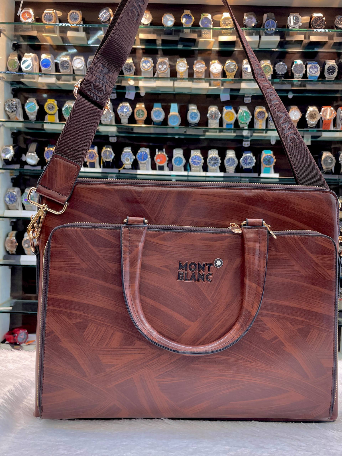 MONT BLANC LAPTOP BAG WOOD GRAIN 🌾 TEXTURE PRINT 🐾 HEAVY QUALITY 💯