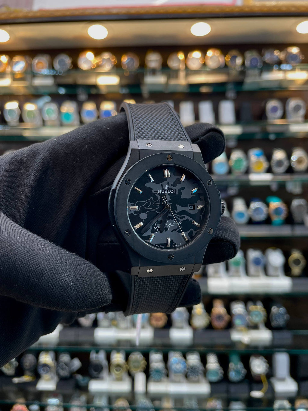 HUBLOT CLASSIC FUSION YOHJI YAMAMOTO ALL BLACK CAMO WATCH IN MASTER PIECE 🤩