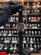 Armani Exchange automatic black dial watch back