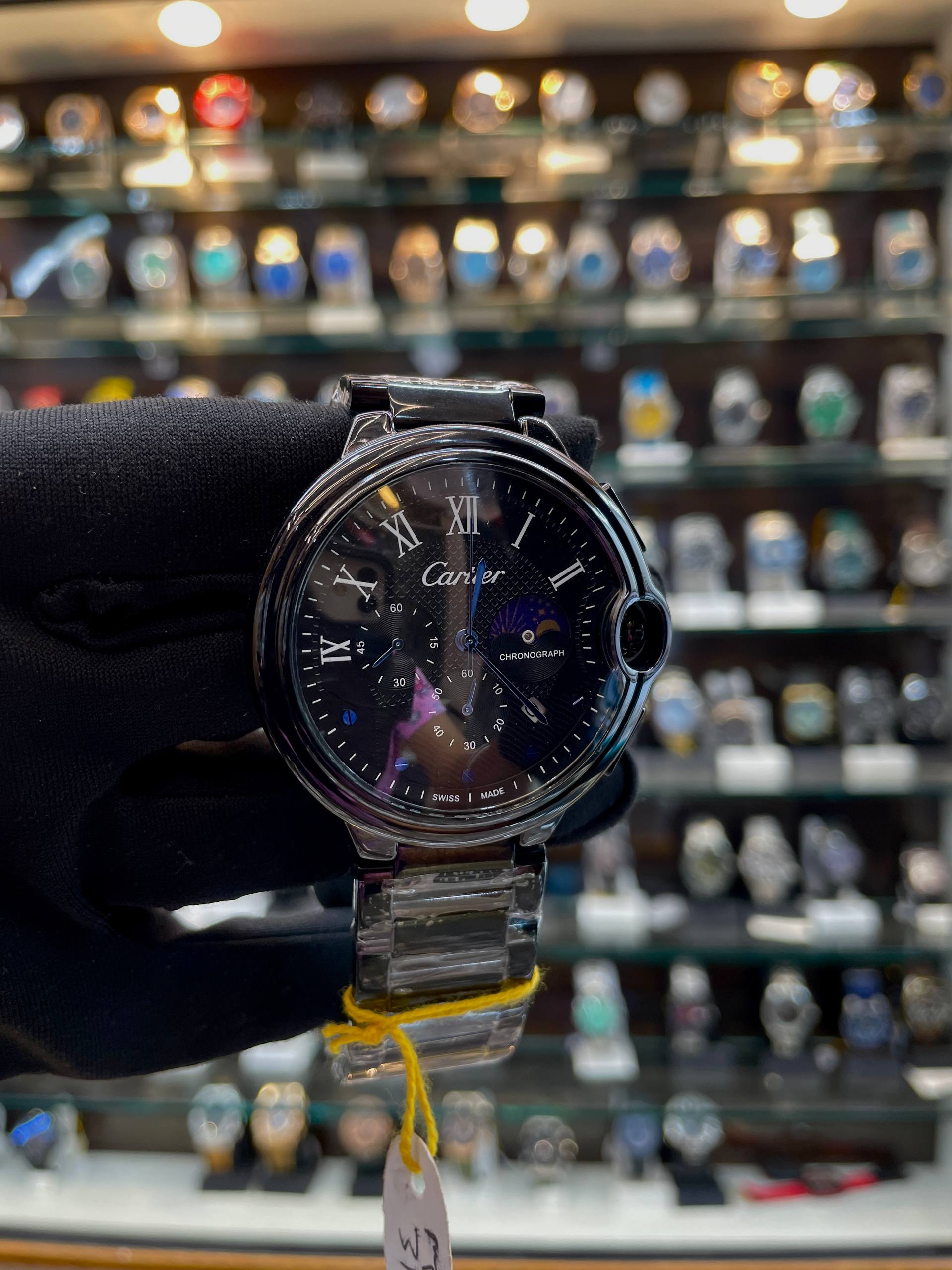 CARTIER BALLON BLEU SKELETON-STYLE CHRONOGRAPH IN CHAIN FULL BLACK 🖤