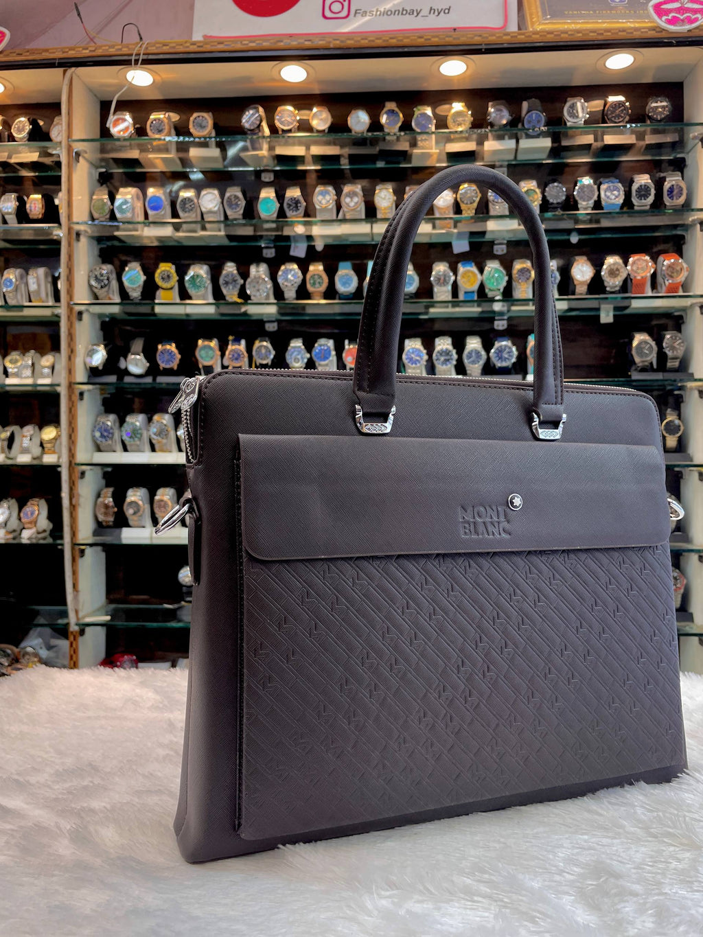 MONT BLANC LAPTOP BAG IN HEAVY QUALITY FLIP POCKET FOR MENS DARK 🌑 BROWN 🤎