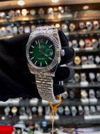 Rolex Datejust green men's watch side view