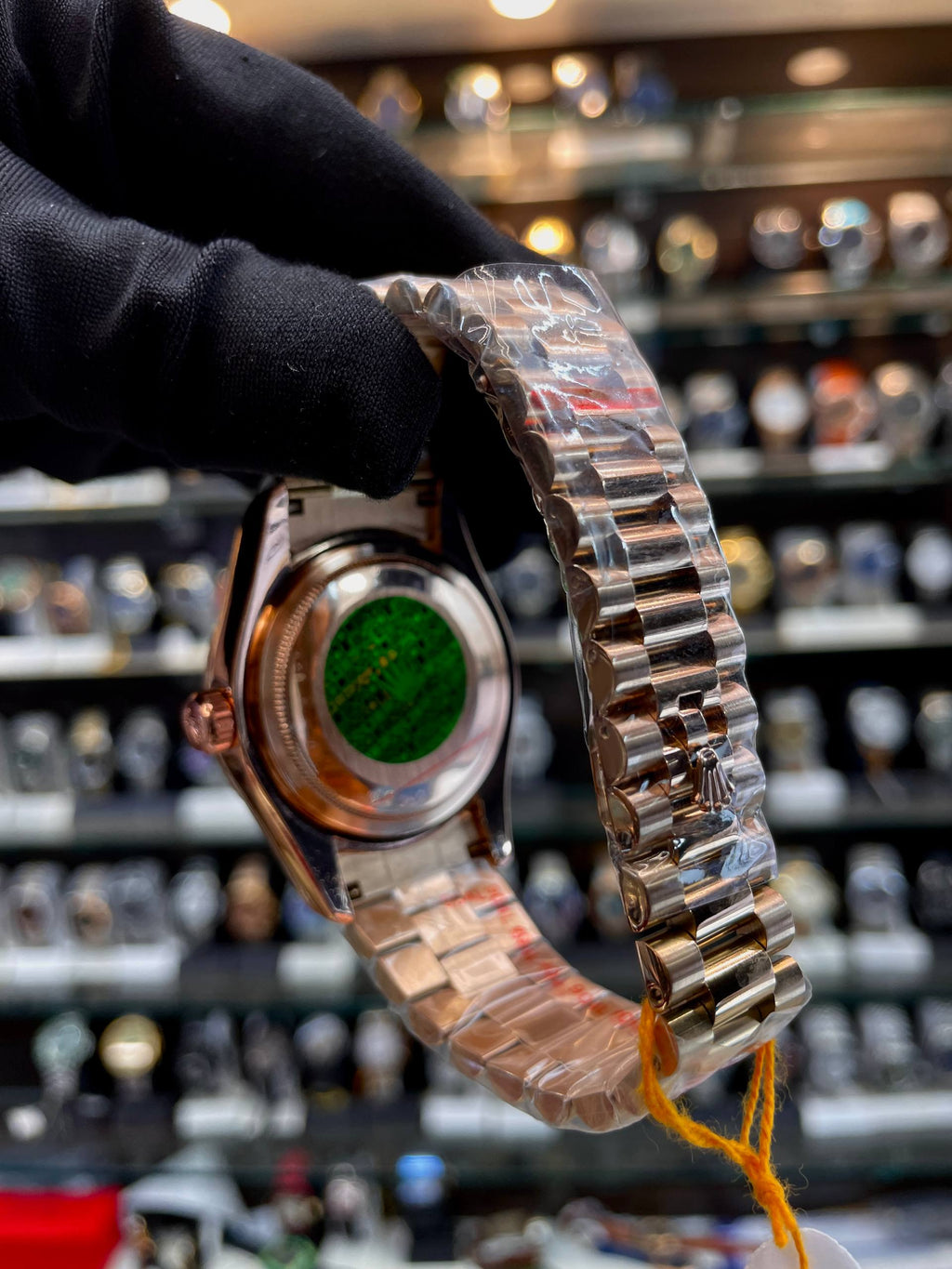 Rolex Day-Date automatic Arabic dial watch back