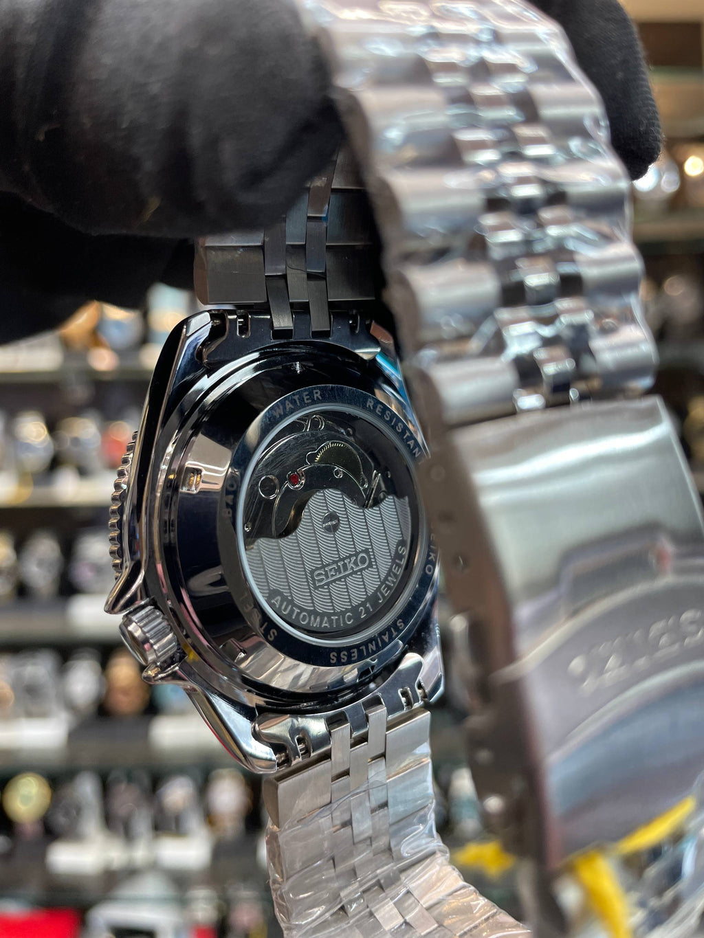 Seiko GMT men's watch back view