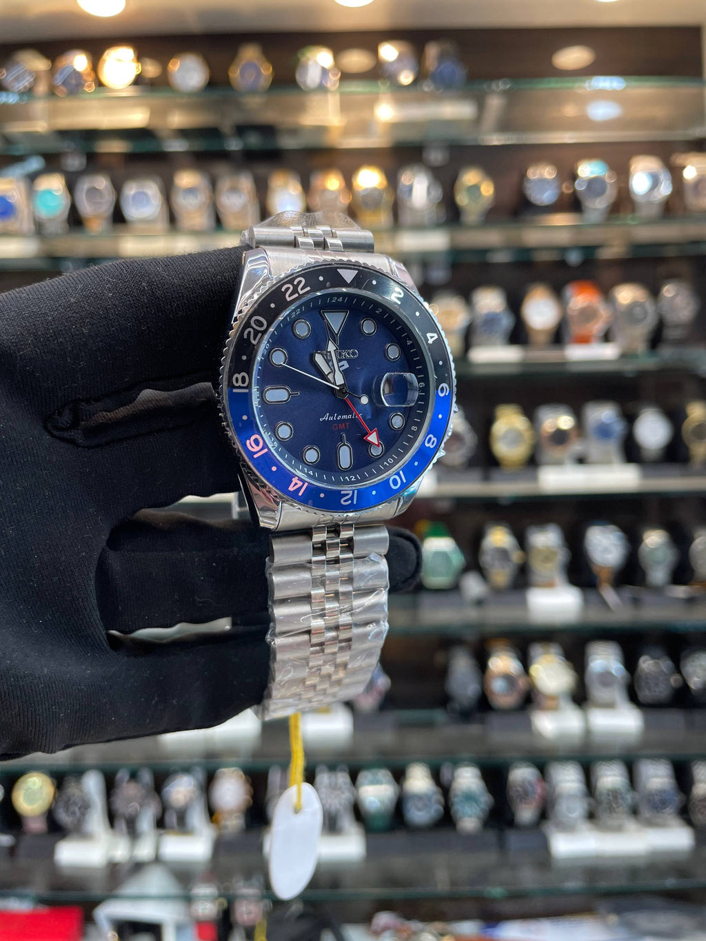 Seiko GMT quartz watch close up