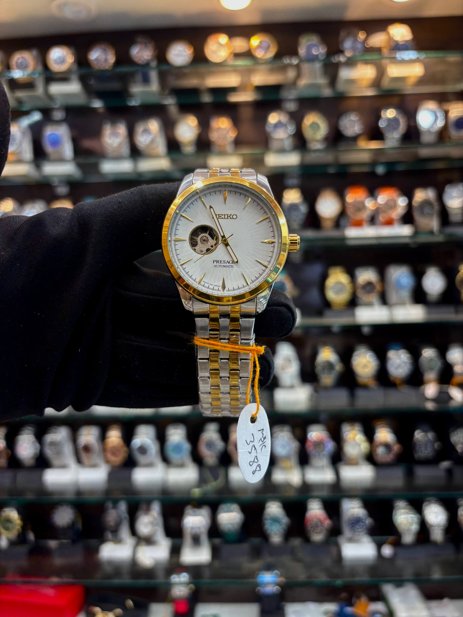 Seiko Presage white dial automatic watch front view