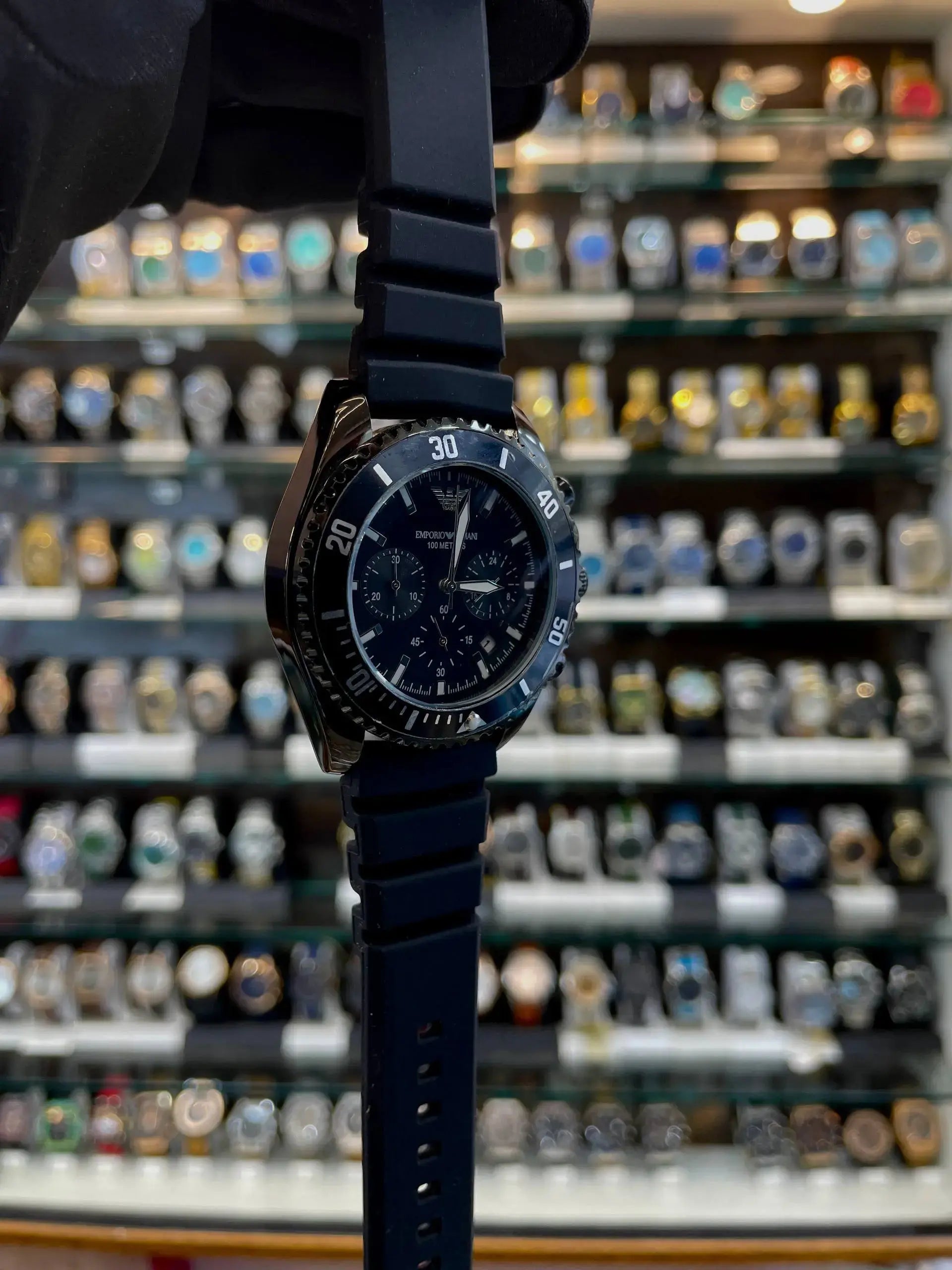 Emporio Armani 100meters chronograph for mens full black