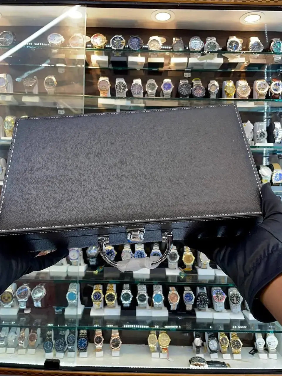 12 pc leather black briefcase