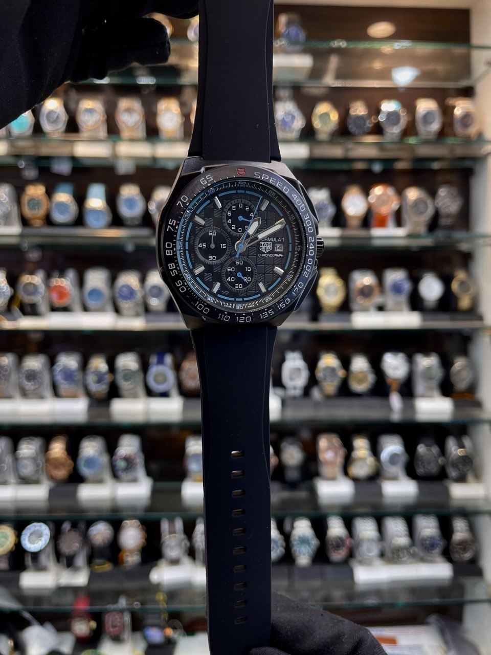 tag heuer chrono working watch close up