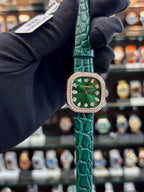 Tiffany & Co green luxury watch dial close up