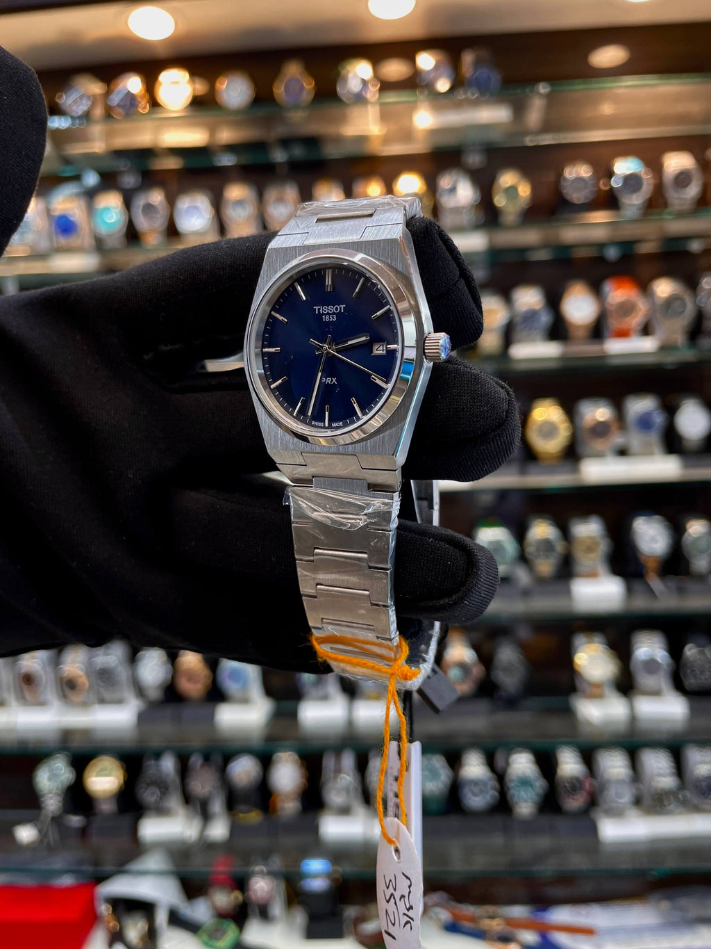Tissot PRX blue dial girls watch side view