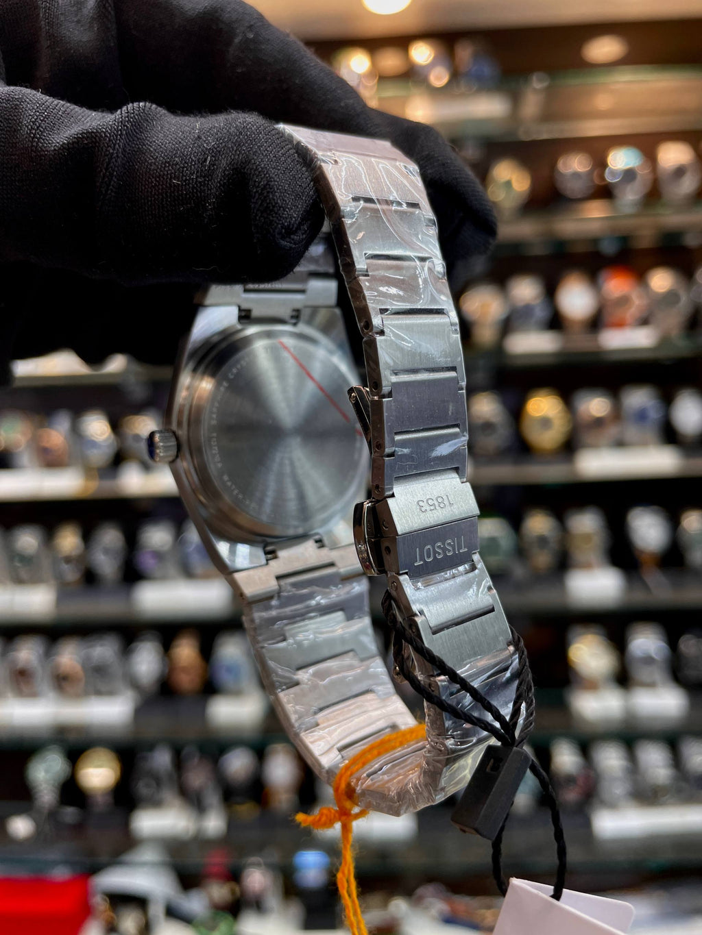 Tissot PRX blue watch back view