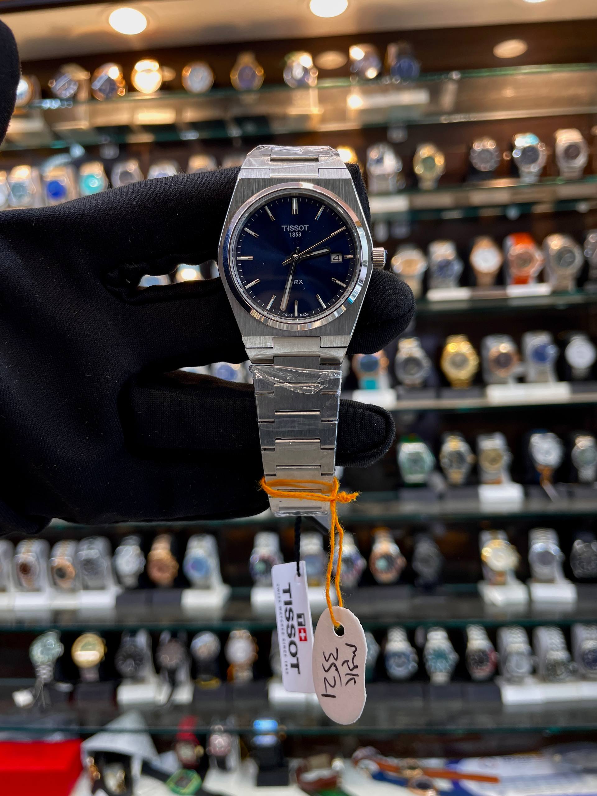 Tissot PRX blue dial watch for girls front view