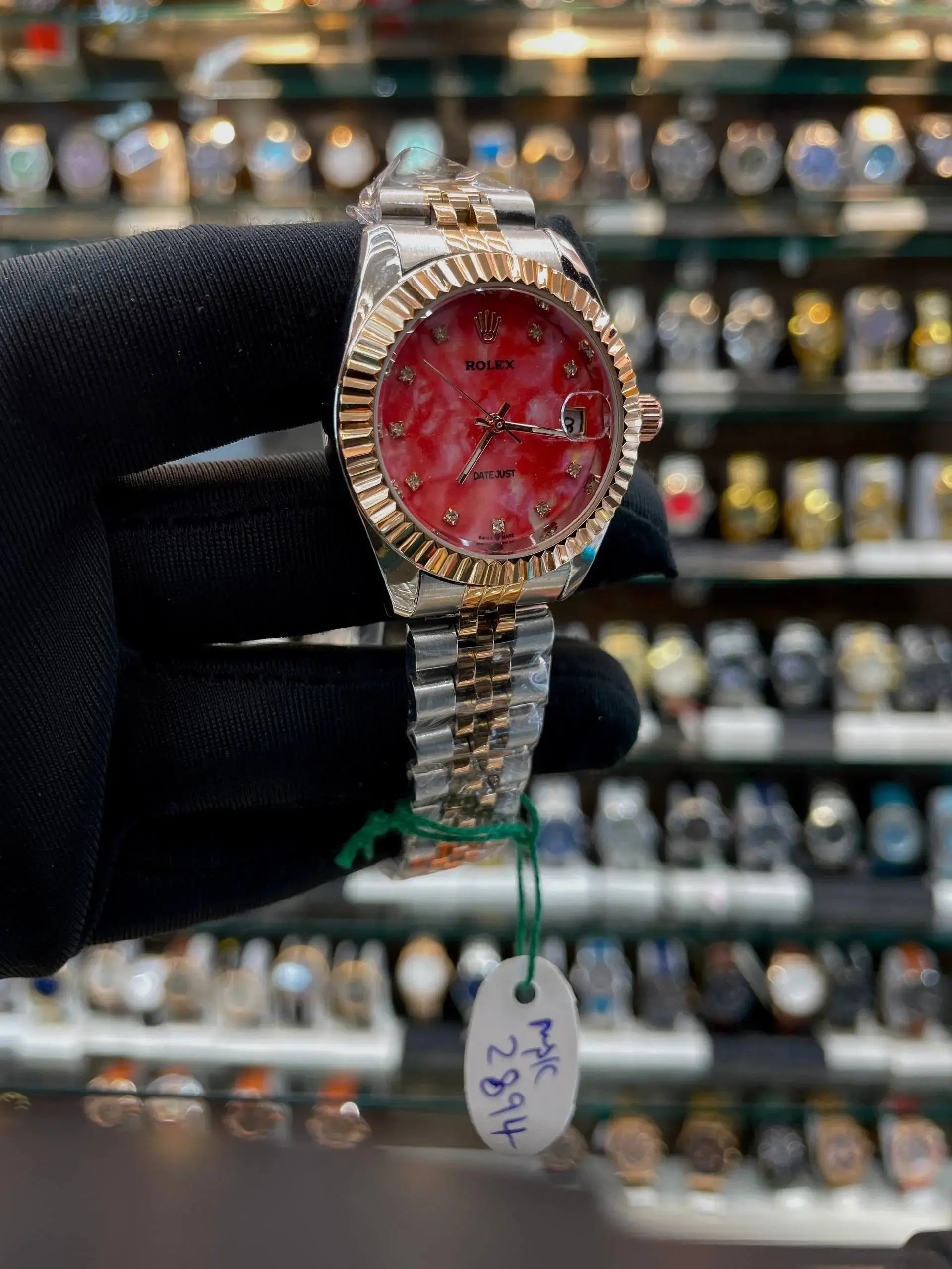 Rolex date just for girls under budget red dial