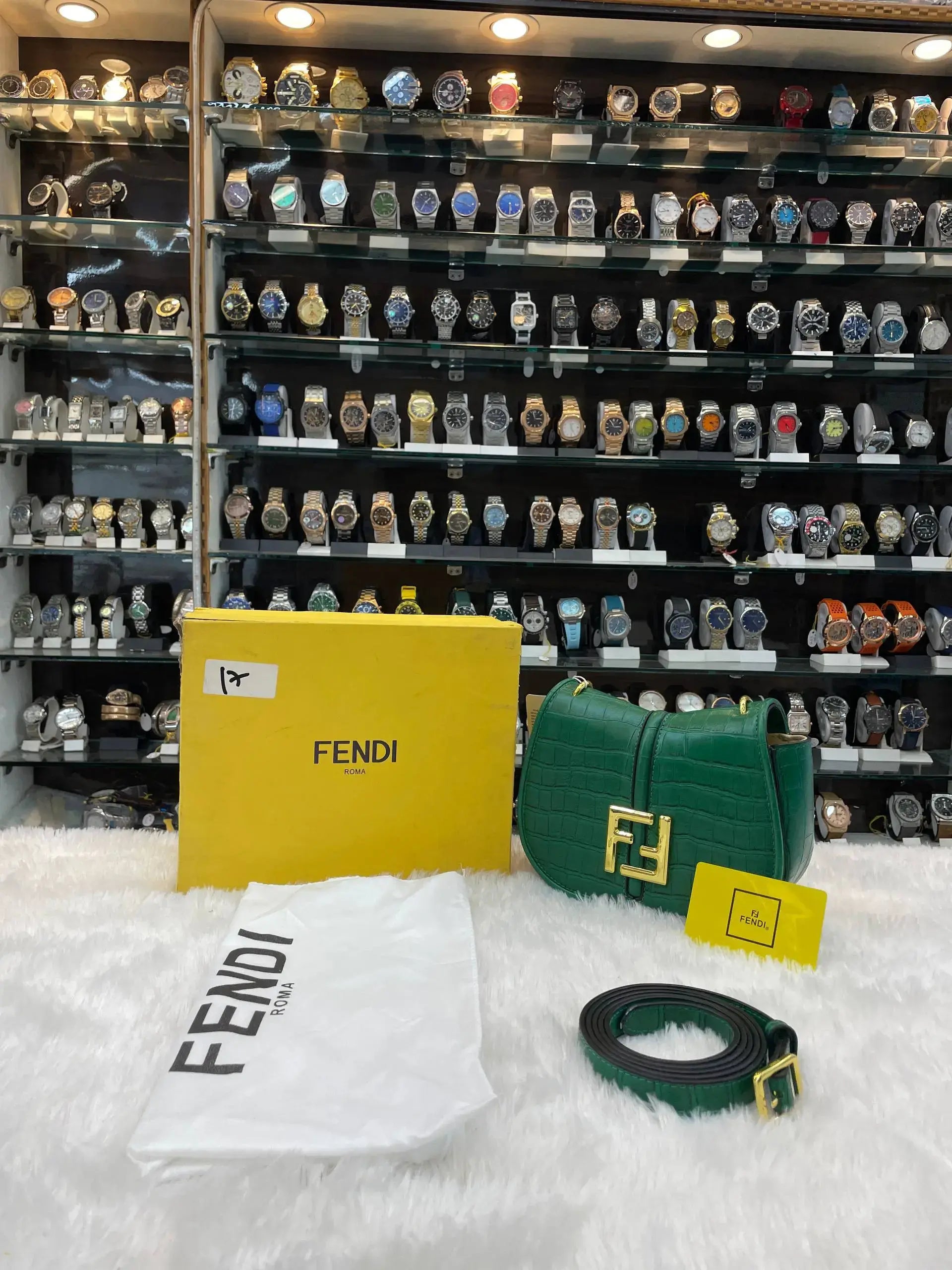Fendi c'mon medium crocodile bag green in master piece