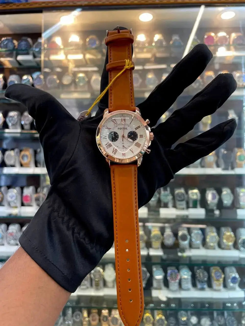Fossil black chrono dial leather