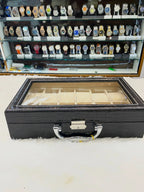 12pc briefcase watch organiser cobra body leather