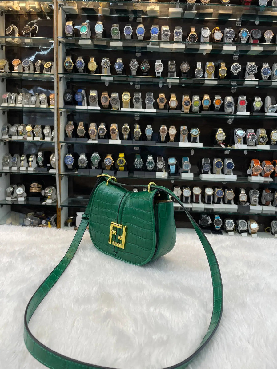 Fendi c'mon medium crocodile bag green in master piece