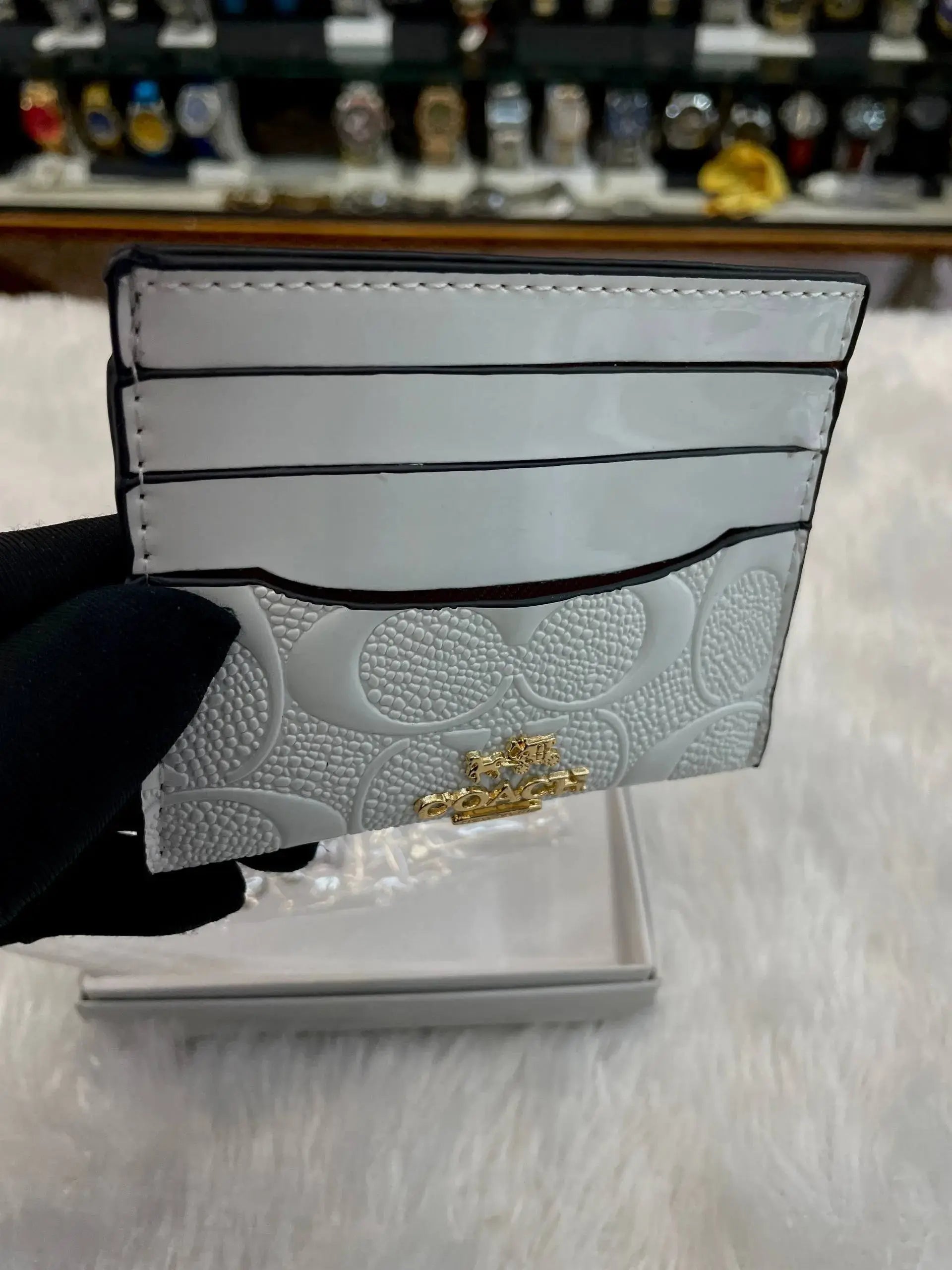 Coach card holder for girls white