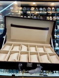 12pc leather brown briefcase watch organizer