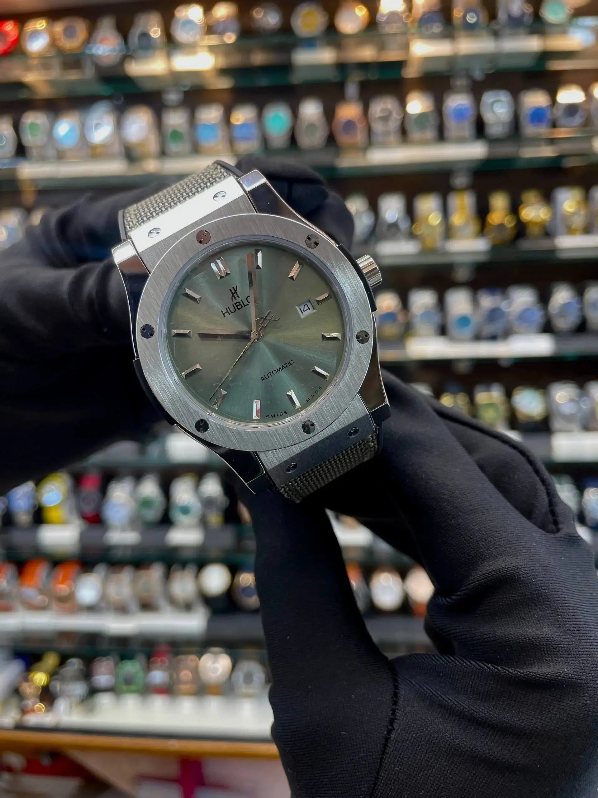 Hublot classic fusion titanium sage green in master piece